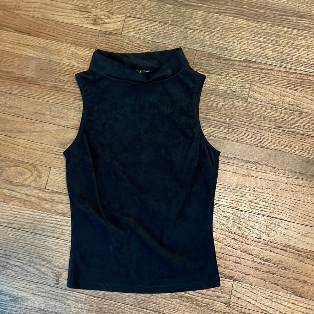 Vintage 90s suede, Cowell neck tank top in Black by Bebe.